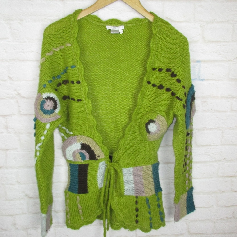 Felicity women's size S Green BOHO Crochet Knit